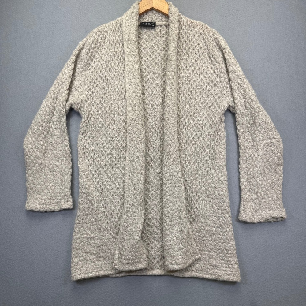 Gionfriddo Mohair Blend Open Front Cardigan Gray Waffle Knit Made in Italy XL